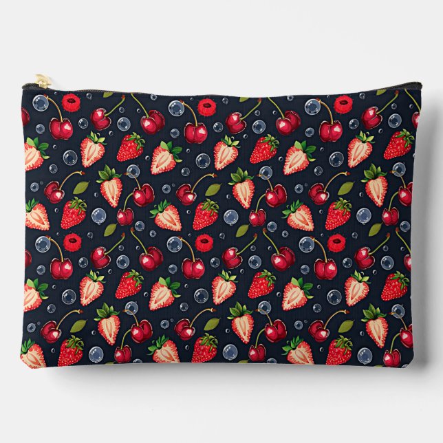 Strawberries and cherries on a dark background   accessory pouch (Front)