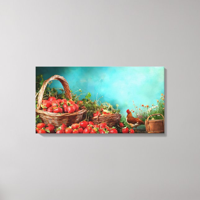 Strawberries and Chickens Canvas Print (Front)