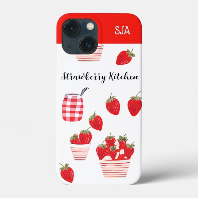 Strawberries and Cream Fresh Fruit Summer Monogram Case-Mate iPhone Case (Back)