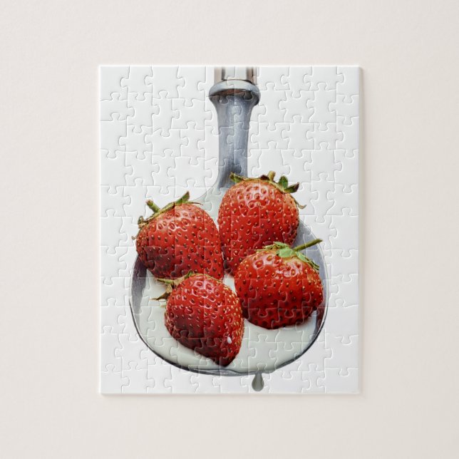 Strawberries and Cream Jigsaw Puzzle (Vertical)