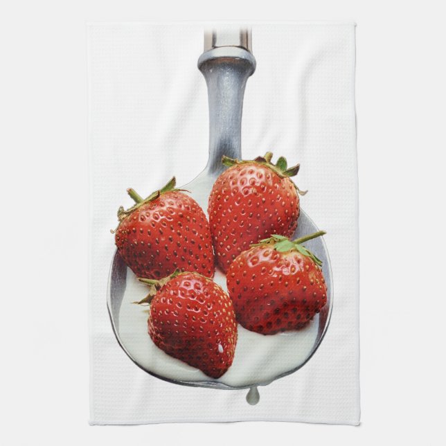 Strawberries and Cream Kitchen Towel (Vertical)