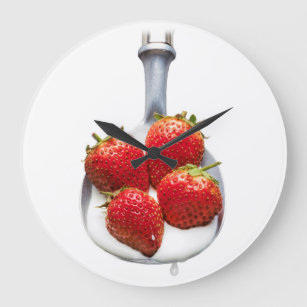 Strawberries and Cream Large Clock