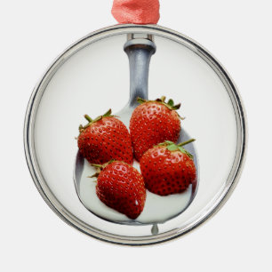Strawberries and Cream Metal Ornament