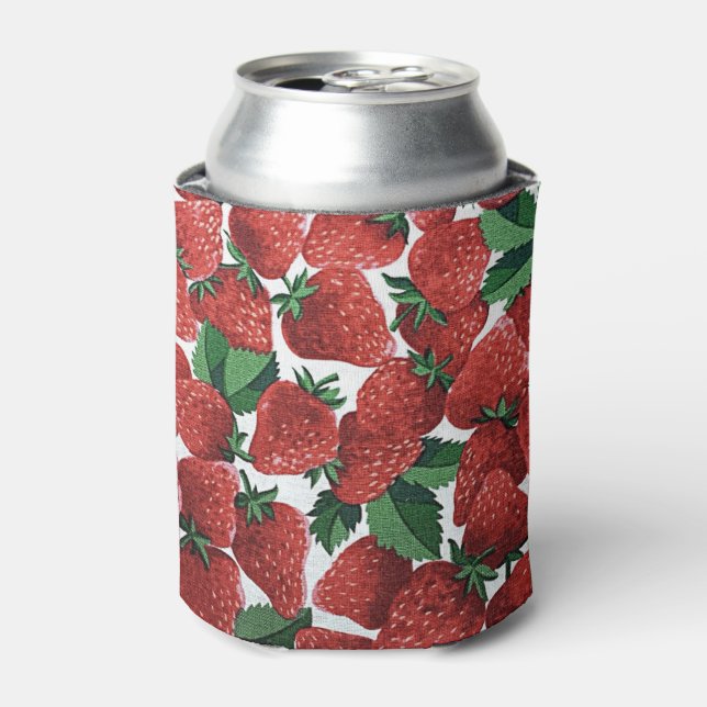 Strawberries and Cream Pattern Can Cooler (Can Front)