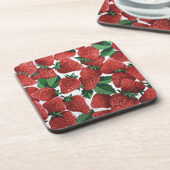 Strawberries and Cream Pattern Coaster (Left Side)
