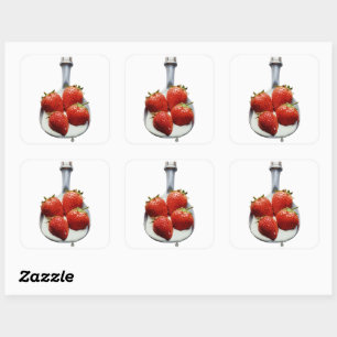 Strawberries and Cream Square Sticker
