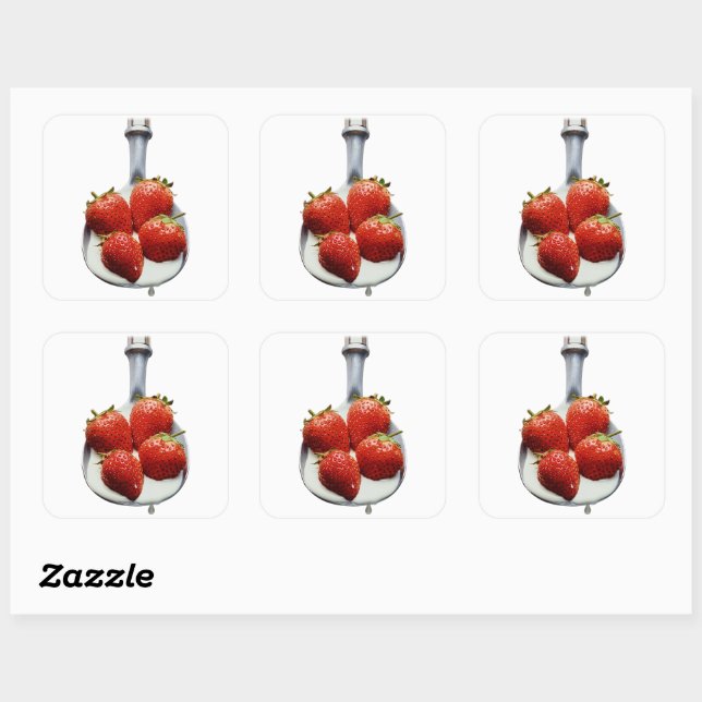 Strawberries and Cream Square Sticker (Sheet)
