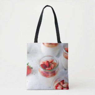 strawberries and cream tote bag
