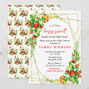 Strawberries and Daisies Baby Shower Invitation