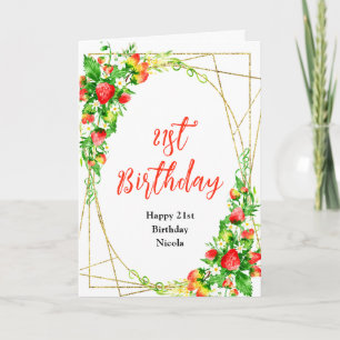 Strawberries and Daisies Birthday Card