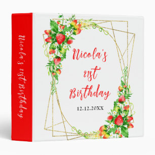 Strawberries and Daisies Birthday Photo Album Binder