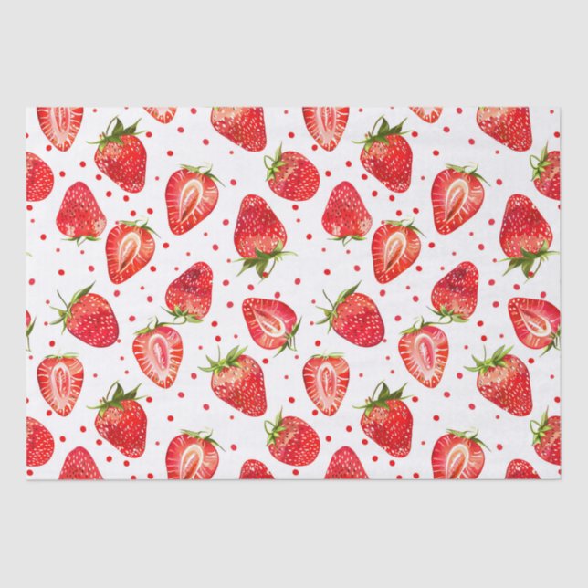 Strawberries and dots pattern tissue paper (Front)
