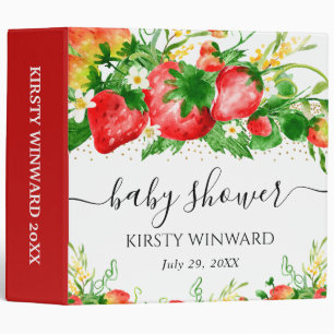 Strawberries and Flowers Baby Shower Photo Album Binder