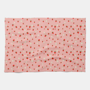 Strawberries and Flowers Pattern Kitchen Towel