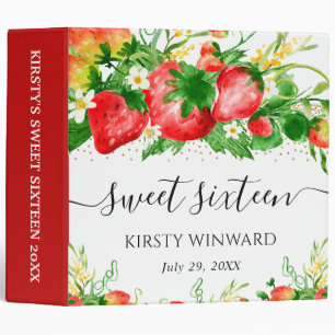 Strawberries and Flowers Sweet 16 Photo Album Binder