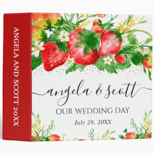 Strawberries and Flowers Wedding Photo Album Binder