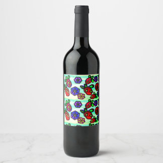 Strawberries and Flowers Wine Label