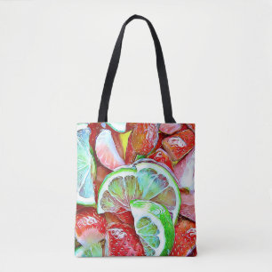 Strawberries and Limes Grocery Tote Bag