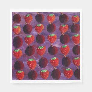Strawberries and Plums Red Fruit Napkin