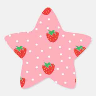 Strawberries and Polka Dots Pink Star Sticker