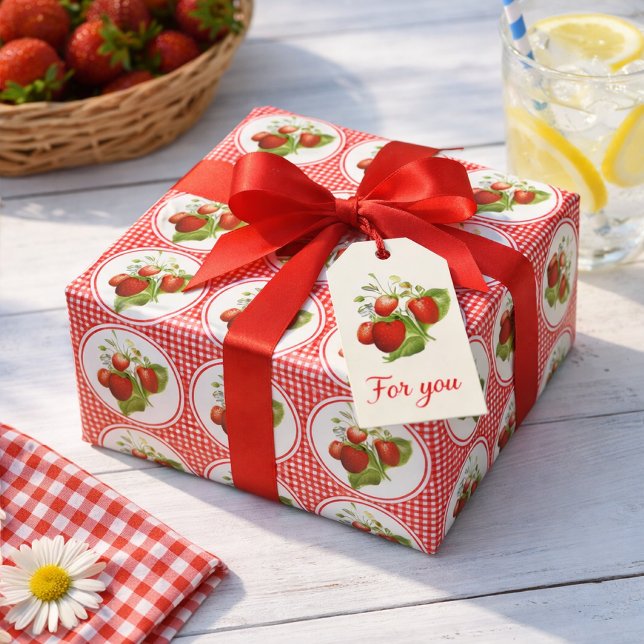 Strawberries and Red Gingham  Wrapping Paper (Creator Uploaded)