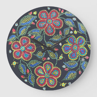 Strawberries and Roses Métis Floral Large Clock