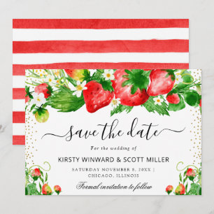 Strawberries and Summer Flowers Wedding Save The Date