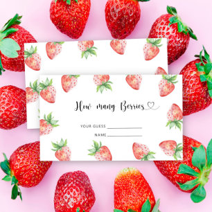 Strawberries - baby shower guess how many berries enclosure card