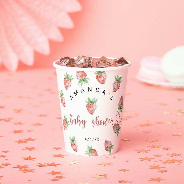 Strawberries - Baby shower Paper Cups (Insitu)