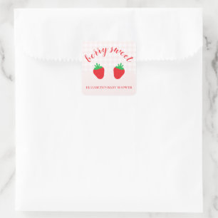 Strawberries Berry Sweet Baby Shower Square Sticker