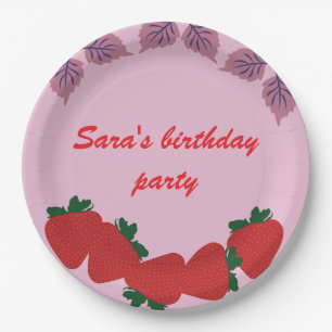 Strawberries birthday party  paper plate