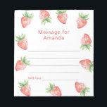 Strawberries birthday time capsule message notepad<br><div class="desc">Birthday party featuring watercolor illustration of strawberries. The text says "berry first".</div>