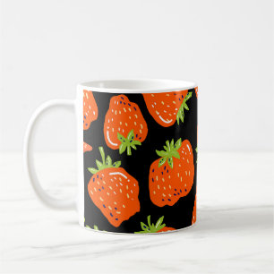Strawberries Black: Vintage Seamless Texture Coffee Mug