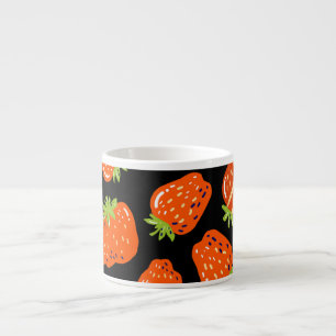 Strawberries Black: Vintage Seamless Texture Espresso Cup