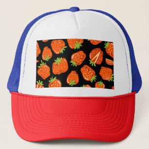 Strawberries Black: Vintage Seamless Texture Trucker Hat