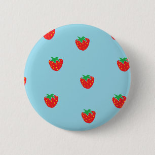 Strawberries Blue 2 Inch Round Button