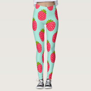Strawberries blue pattern Leggings