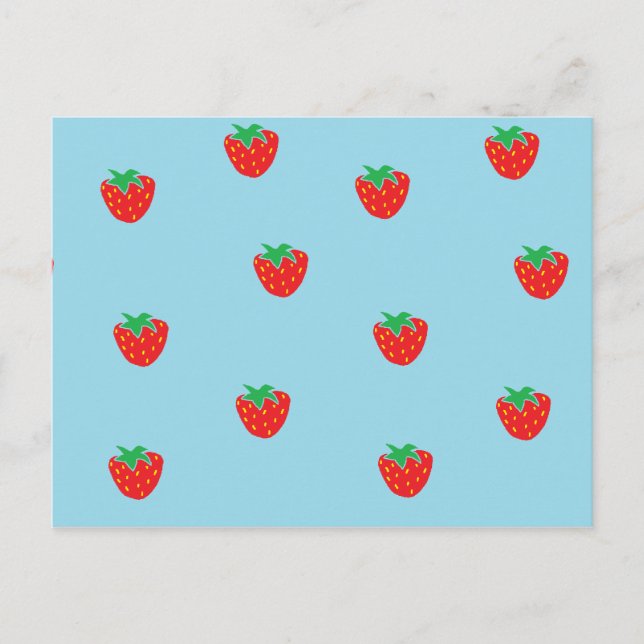 Strawberries Blue Postcard (Front)