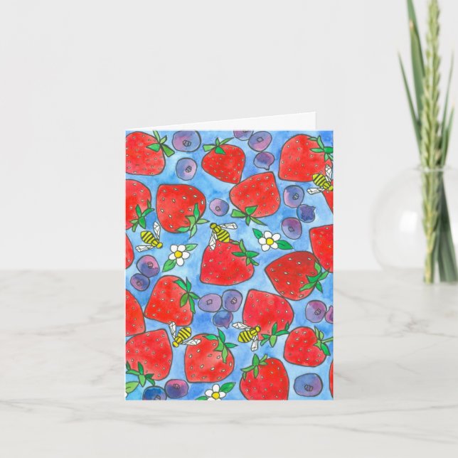 Strawberries Blueberries Bees Thank You (Front)