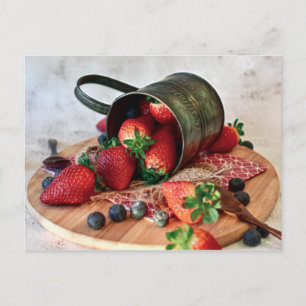 Strawberries Blueberries Fruits and Sweets Postcard