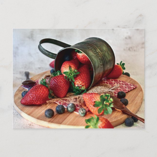 Strawberries Blueberries Fruits and Sweets Postcard (Front)