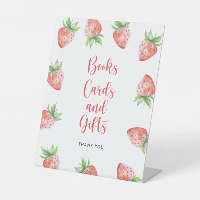 Strawberries - books cards and gifts pedestal sign (Front)