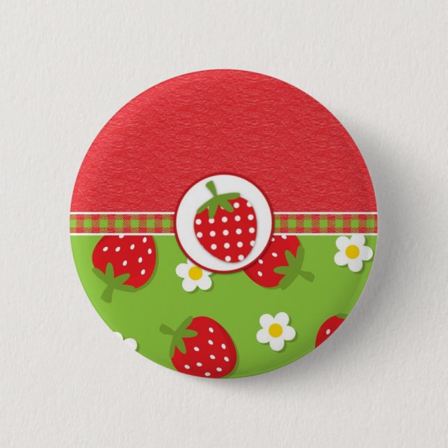 Strawberries Bottom Border 2 Inch Round Button (Front)