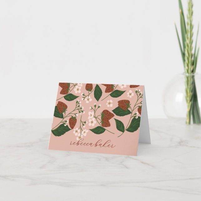 Strawberries Bridal Shower Personalized  Thank You Card (Front)
