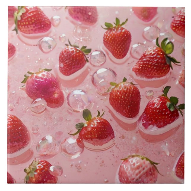 Strawberries Ceramic Tile (Front)