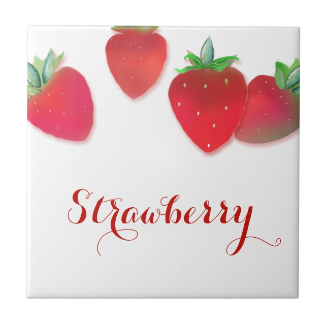 Strawberries Ceramic Tile (Front)