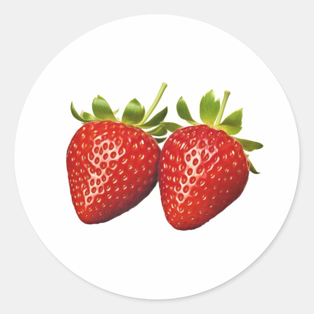 Strawberries Classic Round Sticker (Front)