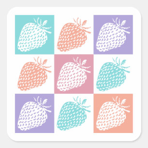 Strawberries Colorful Summer Square Sticker