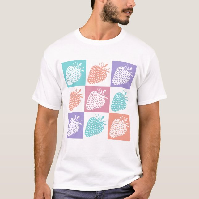 Strawberries Colourful Summer T-Shirt (Front)