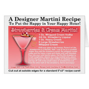 Strawberries & Cream Martini Recipe Greeting Card